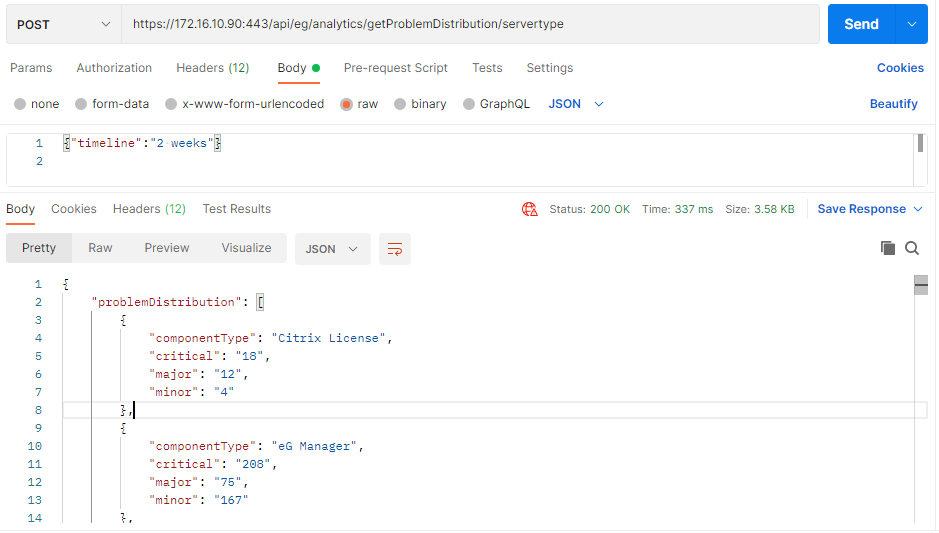 Retrieving Problem Distribution Across Component Types Using Postman REST Client