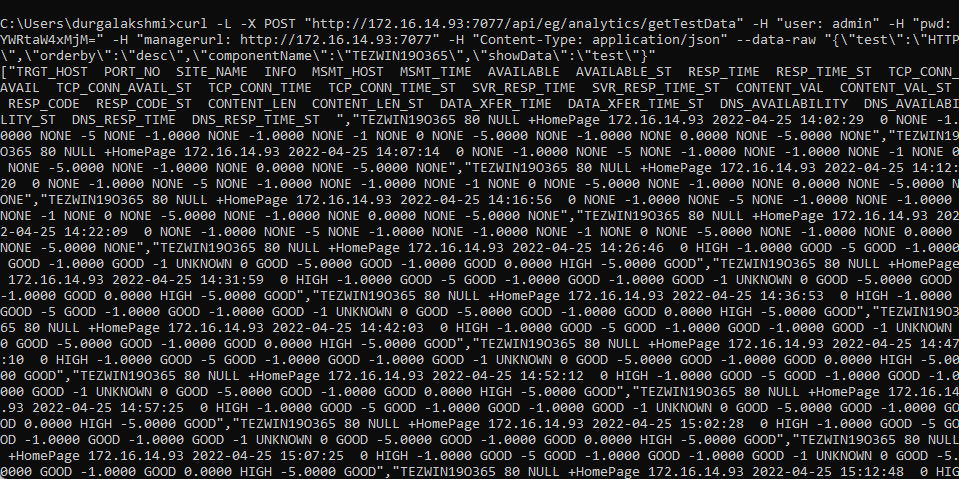 Retrieving Test's Measures Using cURL