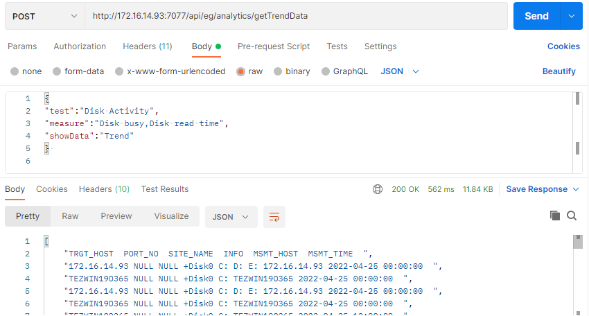 Retrieving Trend Data of Measure Using Postman REST Client