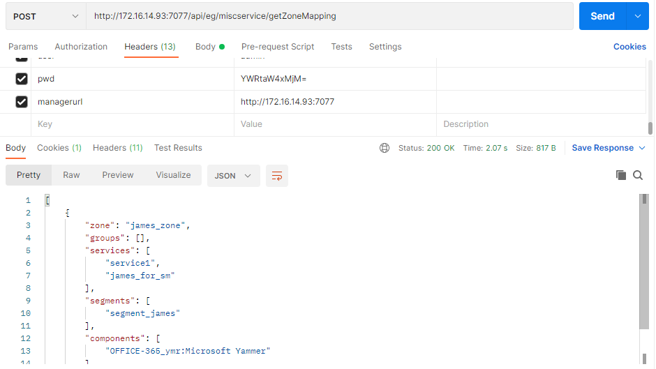 Retrieving Zone Details Using Postman REST Client