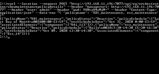 Displaying Maintenance Policy Details Using cURL
