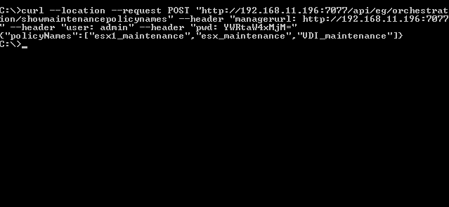 Displaying Maintenance Policies Using cURL