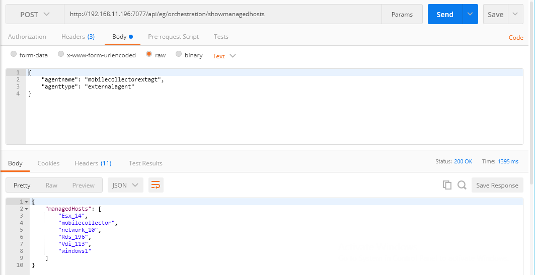 Displaying Managed Hosts Using Postman REST Client