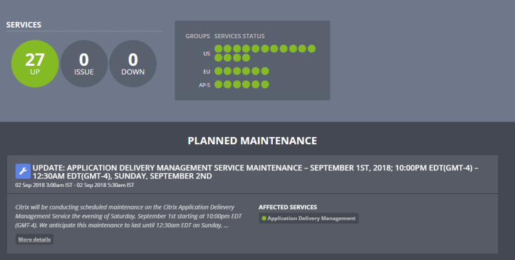 Citrix Service Health Dashboard