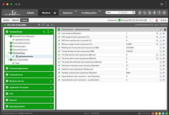Critical metrics for Microsoft RDS are tracked on an easy-to-read dashboard.