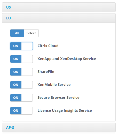 Updates may be selected by region and by service.